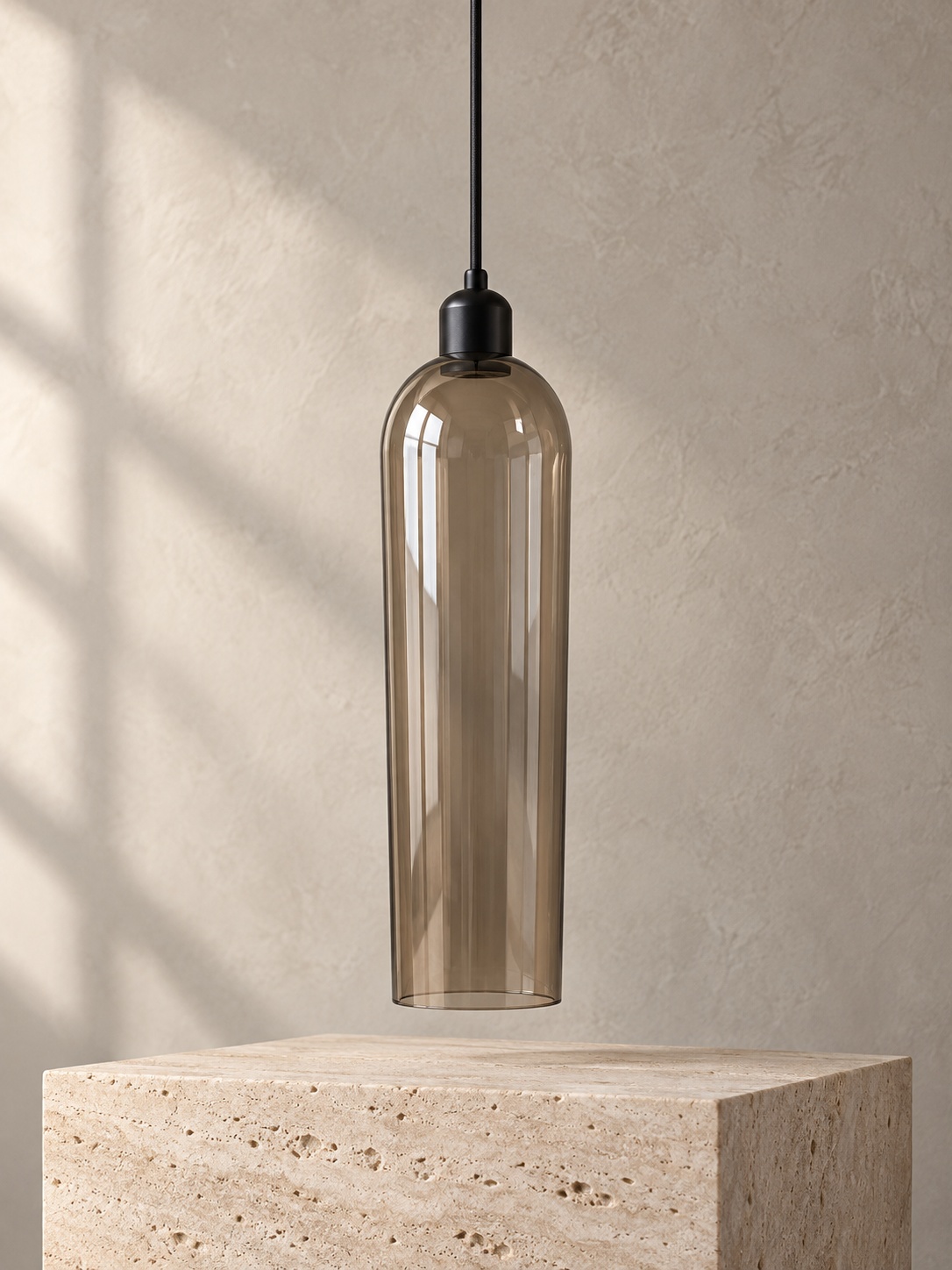 Suspension en verre fumé allongé - vue 4