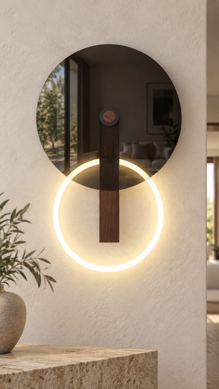 Applique murale à disque fumé et anneau lumineux - vue 3