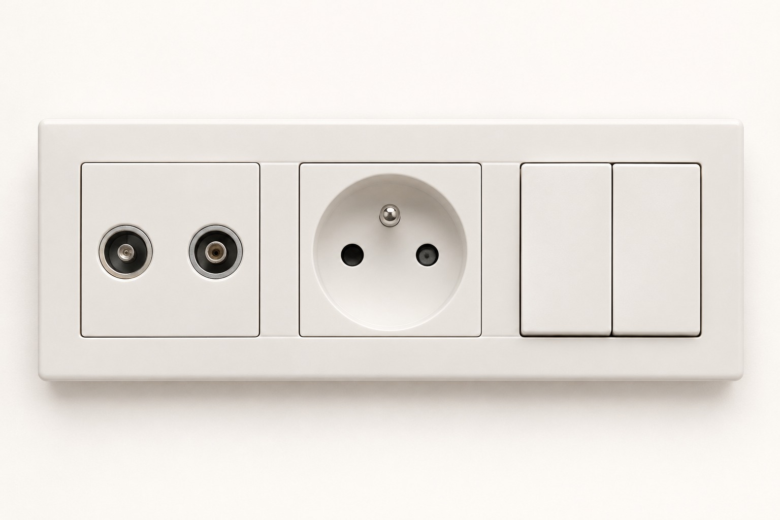 Ensemble blanc prises et double interrupteur - vue 3