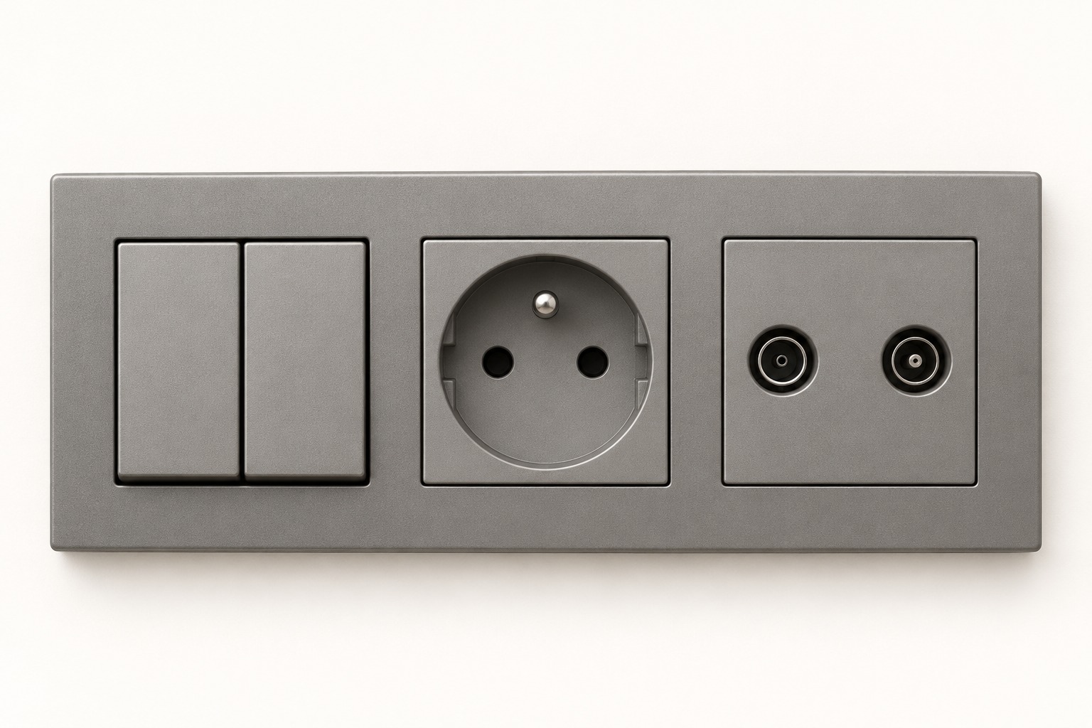 Ensemble gris double interrupteur et prises - vue 2