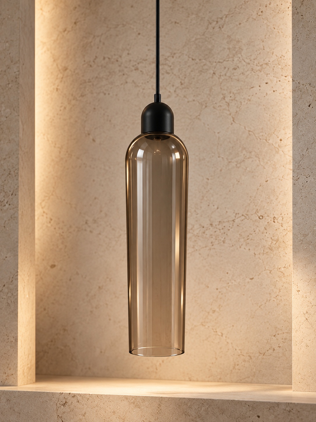Suspension en verre fumé allongé - vue 2