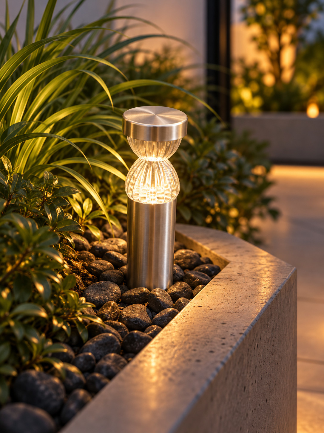 Borne lumineuse cylindrique à diffuseur nervuré - vue 5