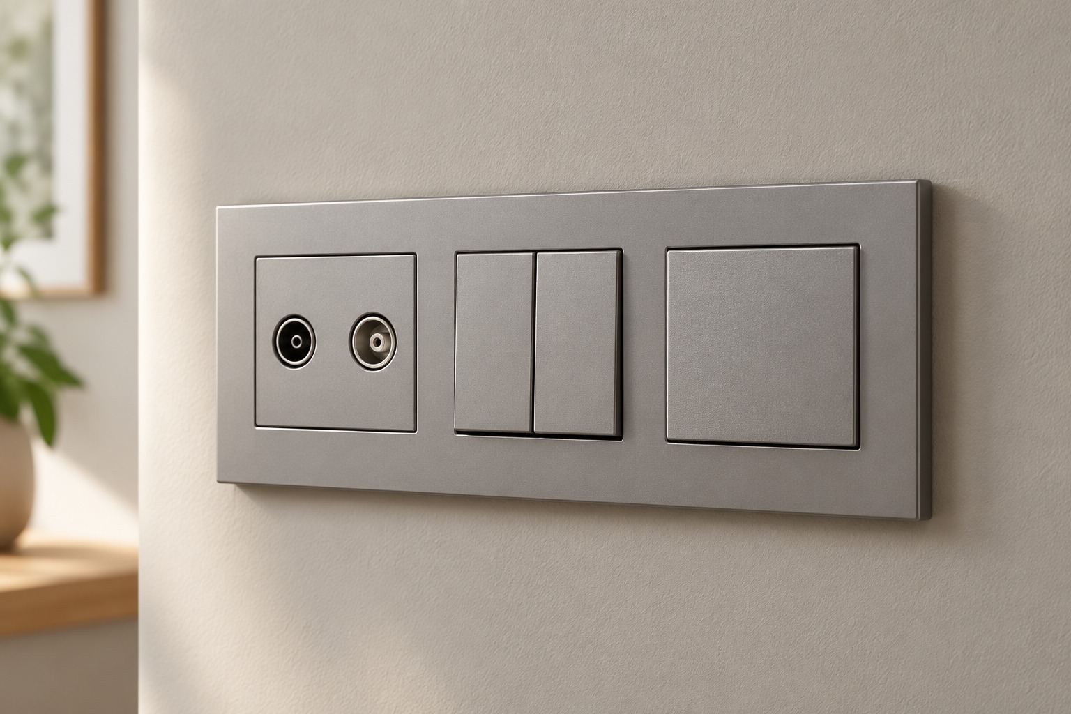 Plaque modulaire grise commandes et connexion - vue 4