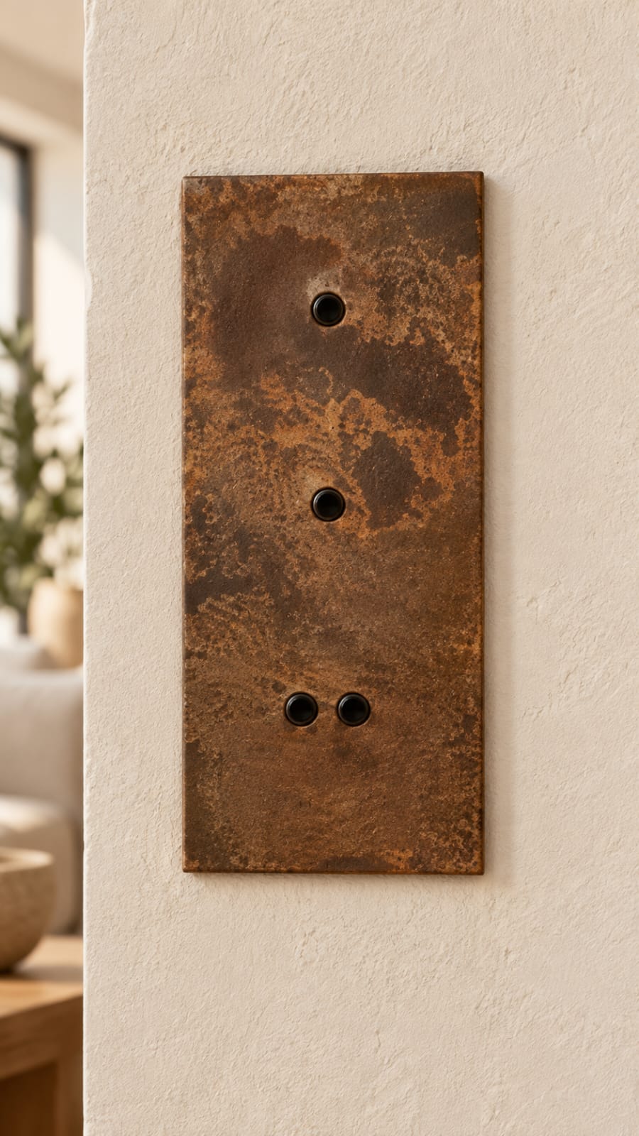 Plaque multicommande verticale effet rouille - vue 2