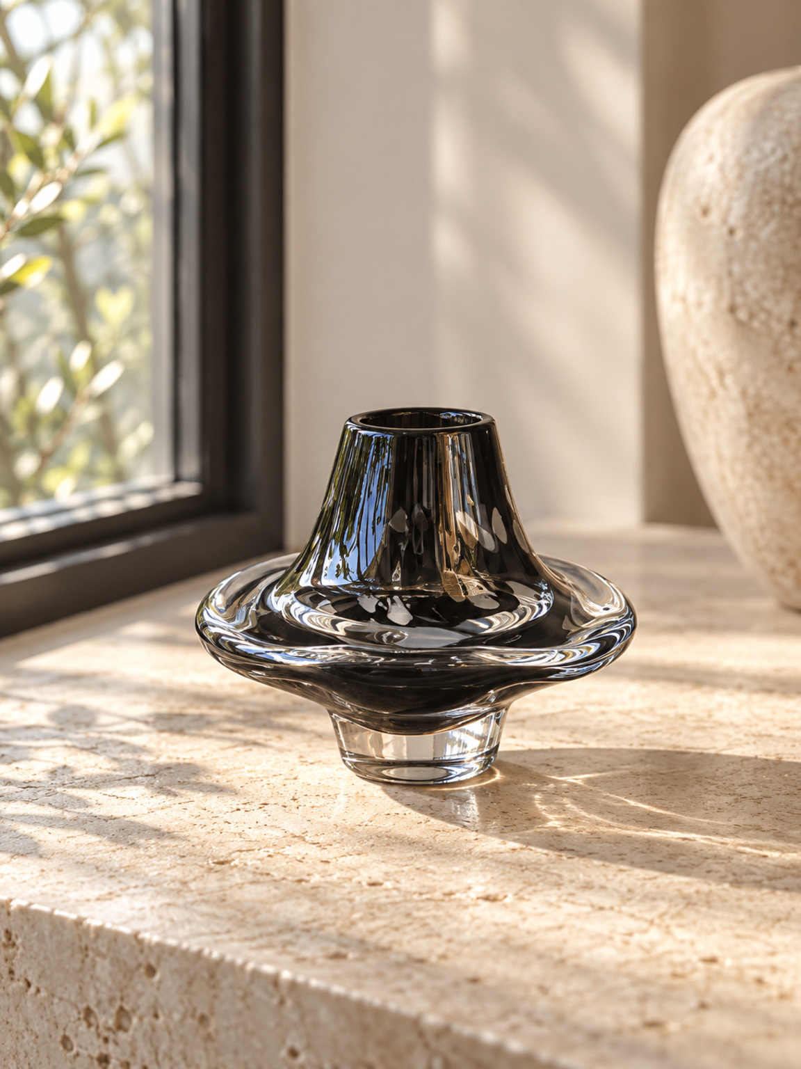 Petit vase noir sculptural - vue 5