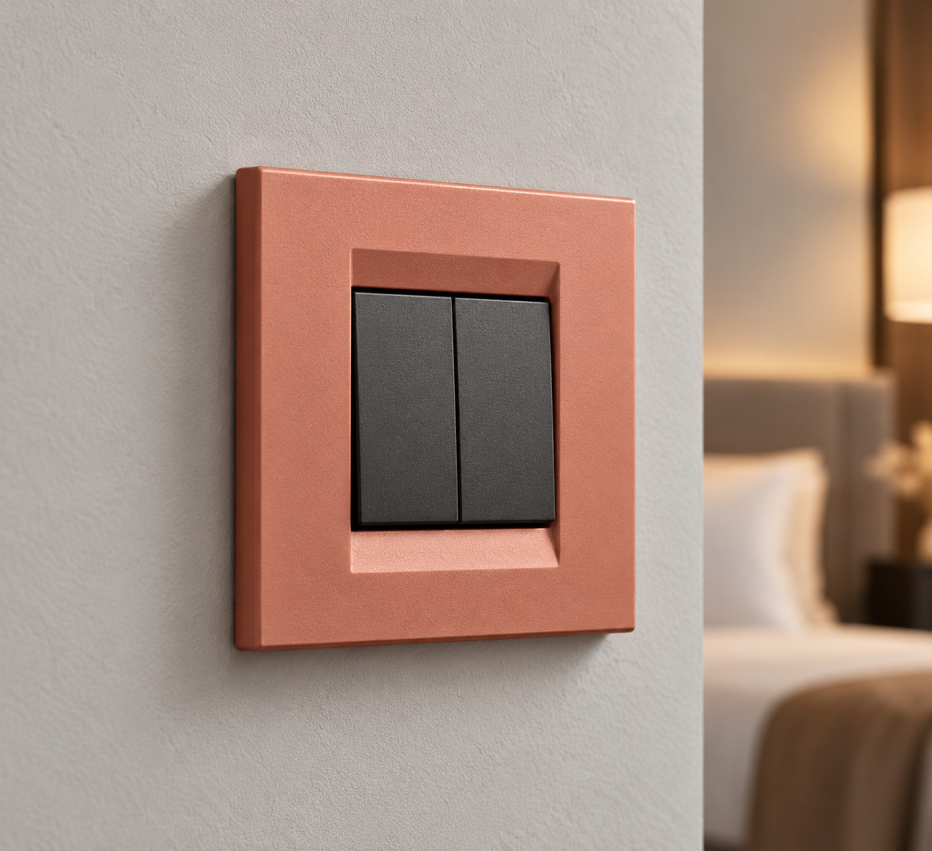 Interrupteur double terracotta - vue 2
