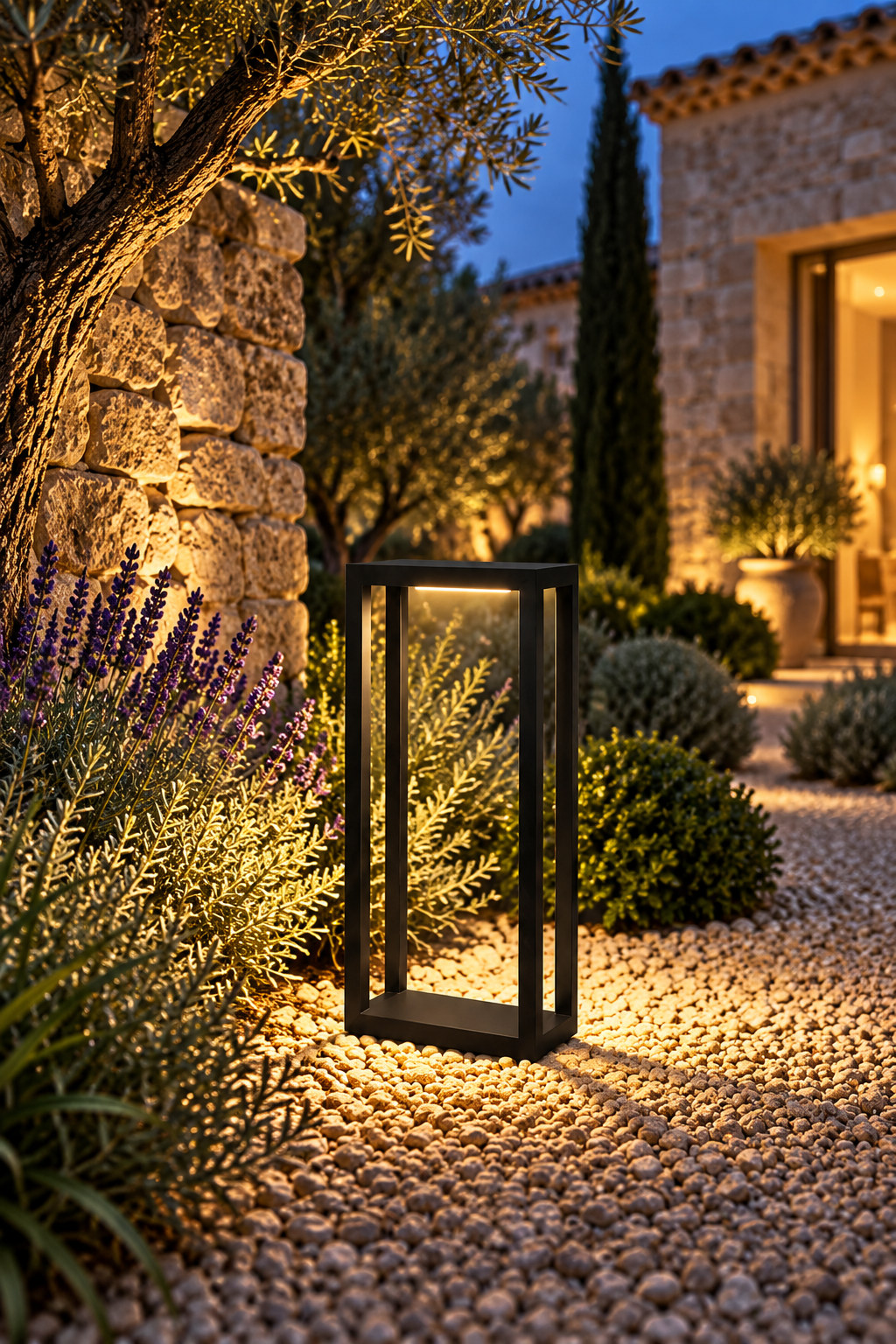 Borne lumineuse rectangulaire noire - vue 4
