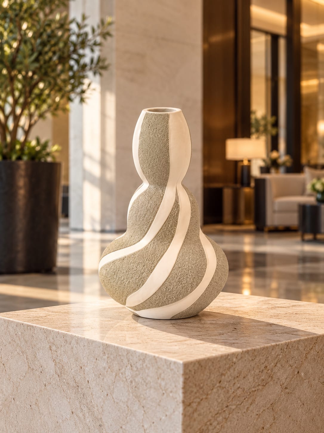 Vase sculptural ivoire - vue 5