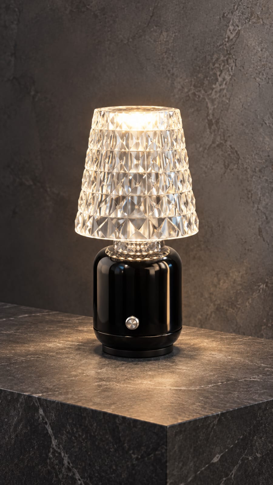 Lampe à poser noire à abat-jour facetté - vue 2