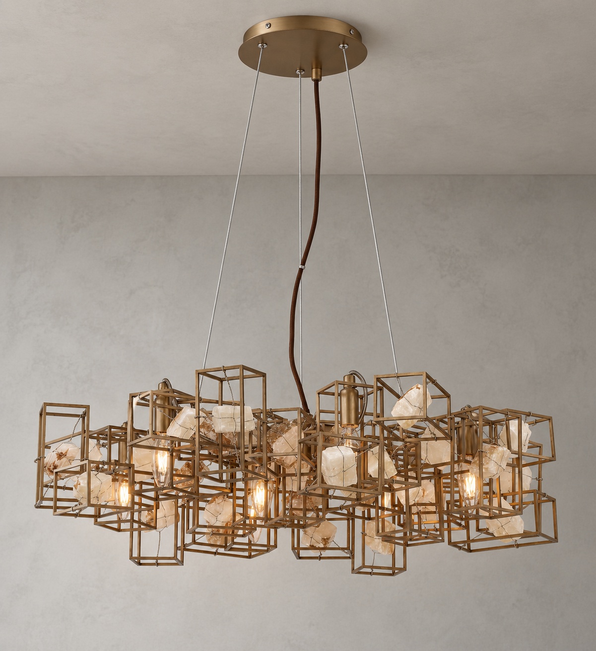 Lustre sculptural géométrique finition bronze - vue 3