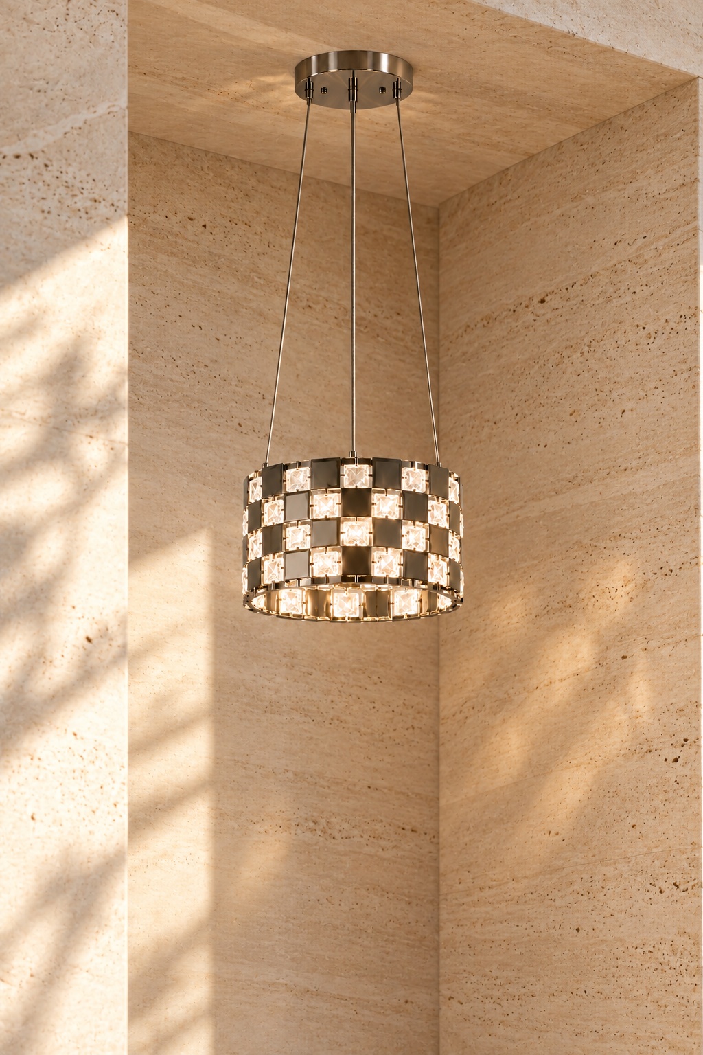 Suspension cylindrique à motif damier - vue 5