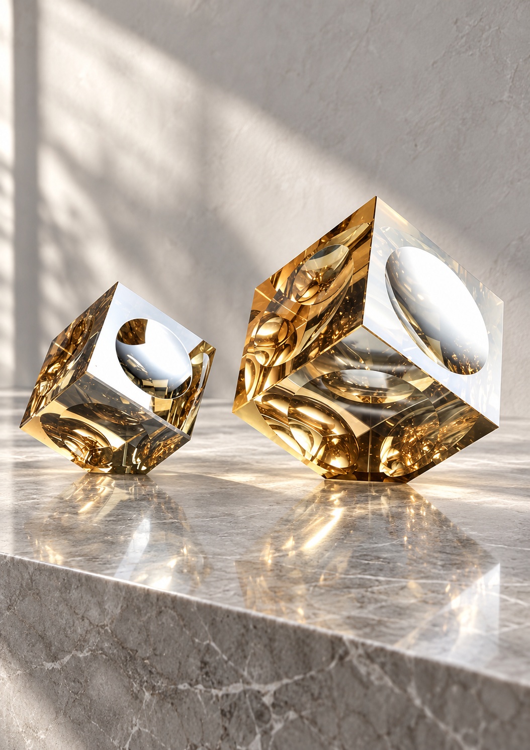 Duo de cubes décoratifs aux reflets ambrés - vue 4