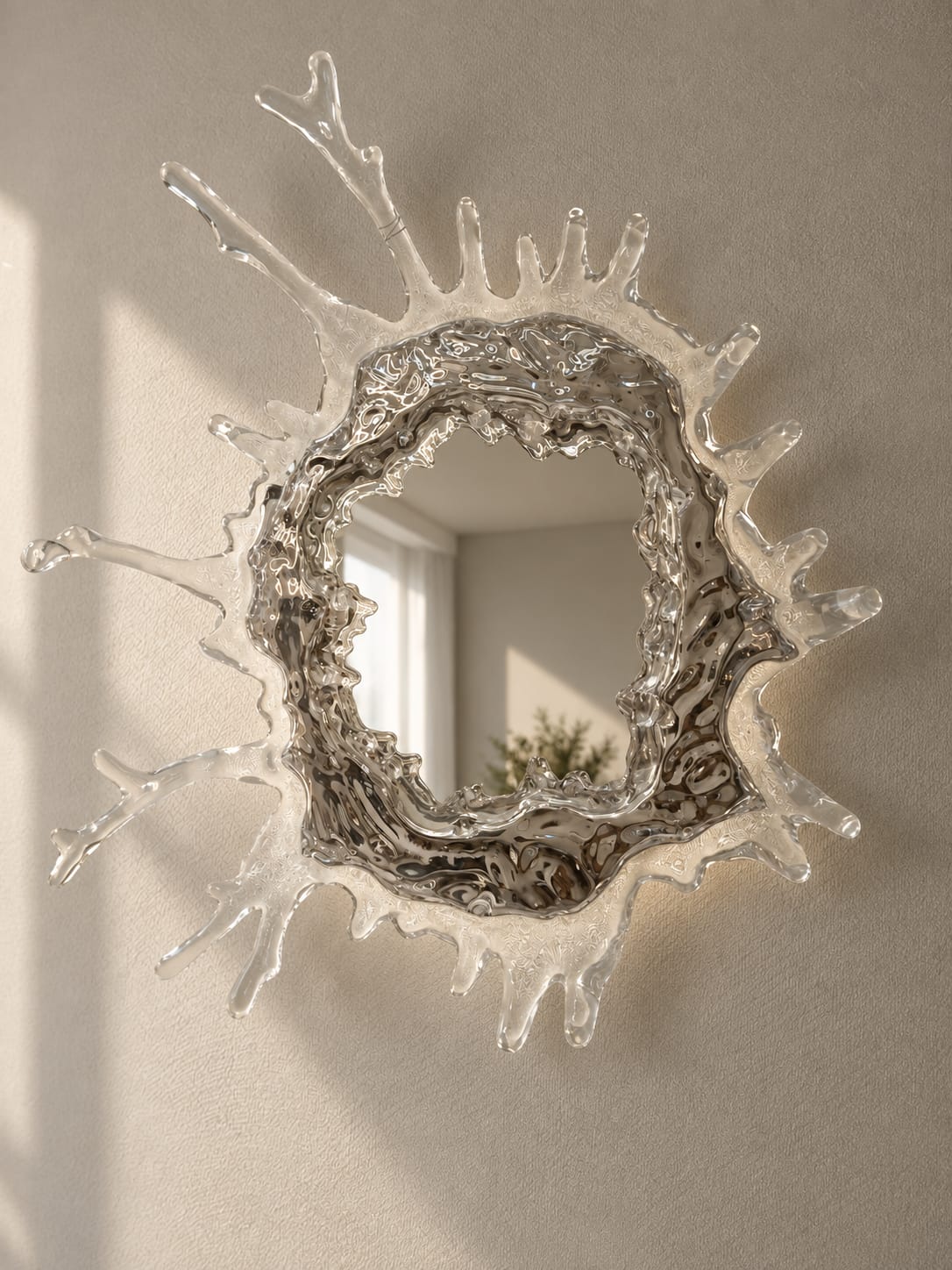 Miroir Mural Design "Éclat d'Eau" avec Éclairage LED Intégré - vue 4
