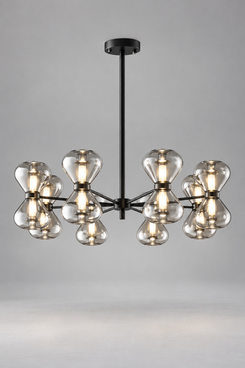 Lustre noir à diffuseurs en verre sablier - vue 3