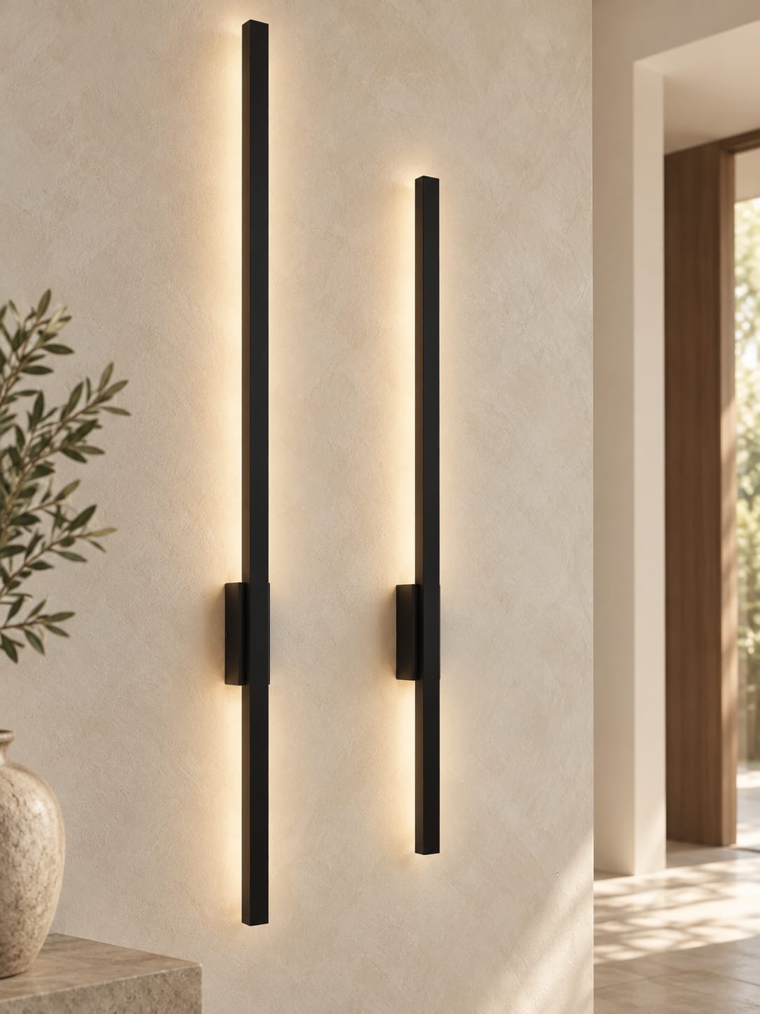 Appliques  linéaires noires à éclairage indirect - vue 3