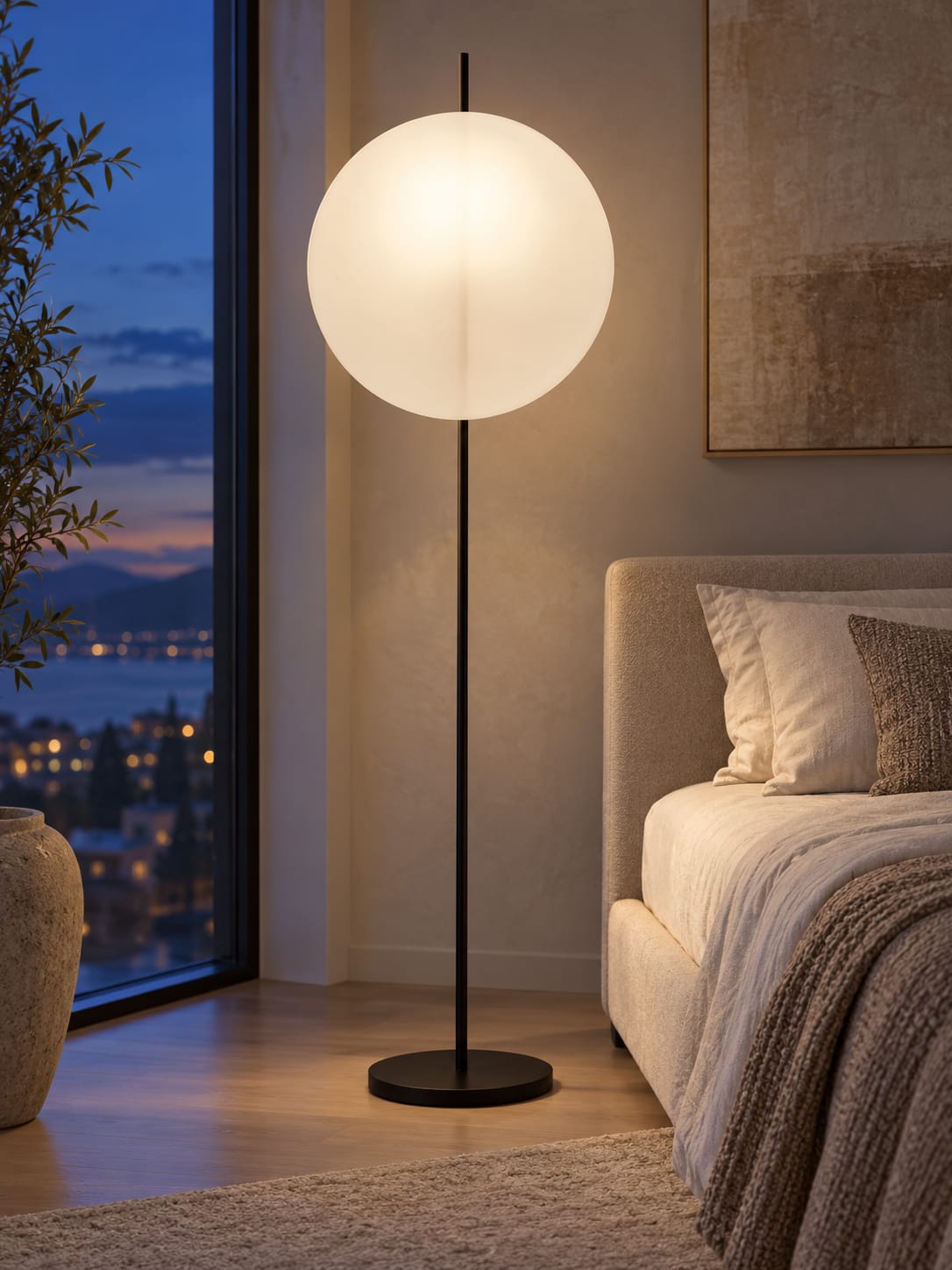 Lampadaire à disque blan - vue 3