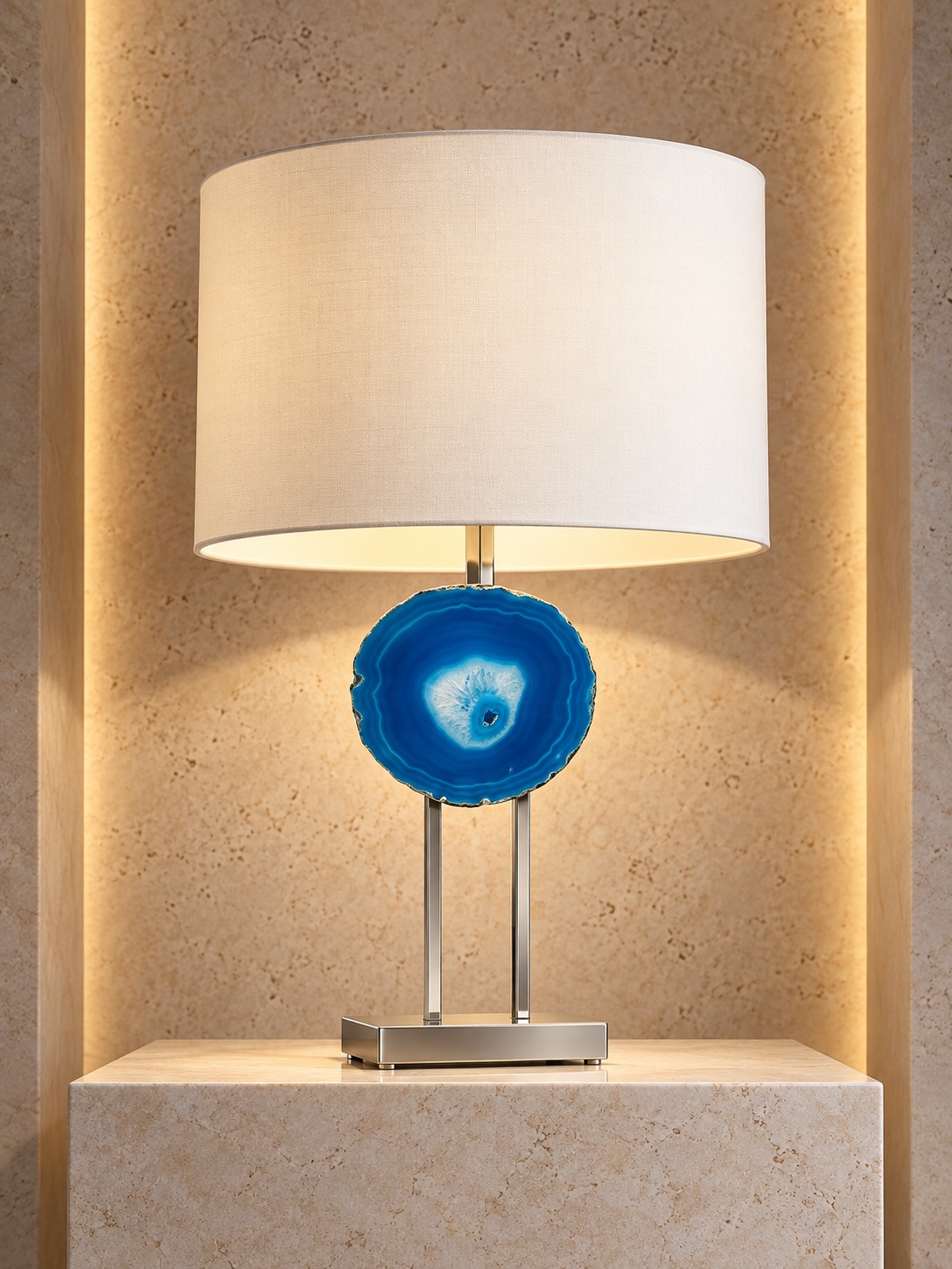 Lampe à poser à décor bleu façon agate - vue 4