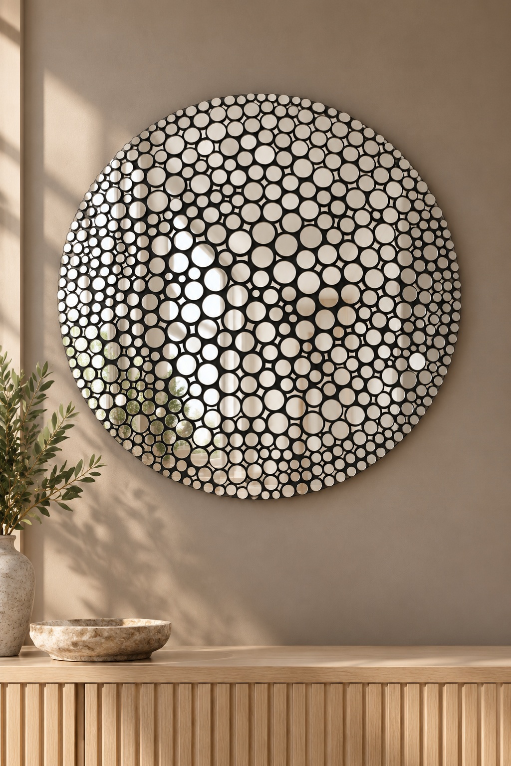 Décoration murale ronde à mosaïque argentée - vue 4