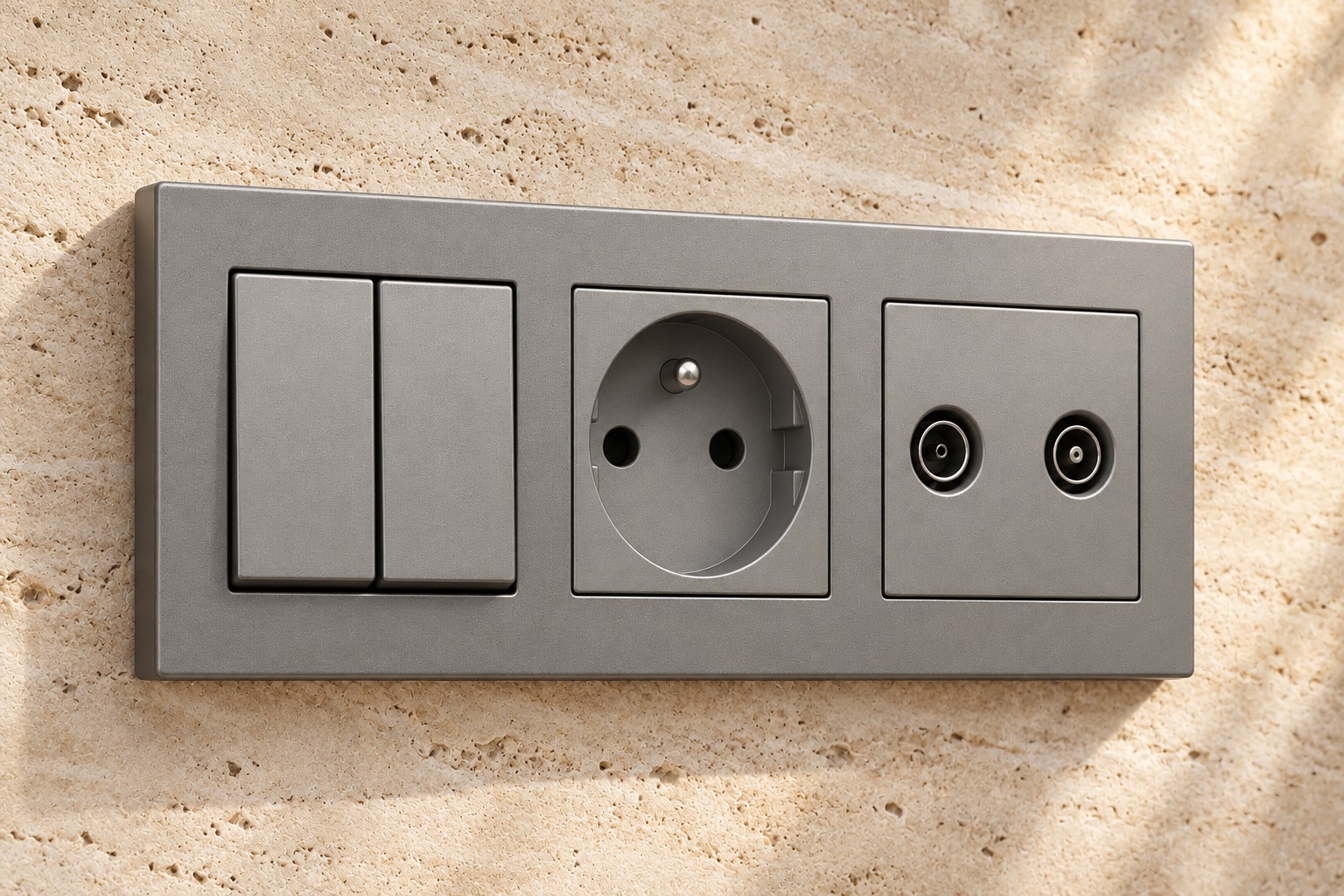 Ensemble gris double interrupteur et prises - vue 4