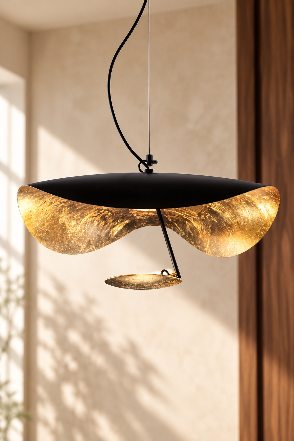 Suspension sculpturale noire et dorée - vue 3