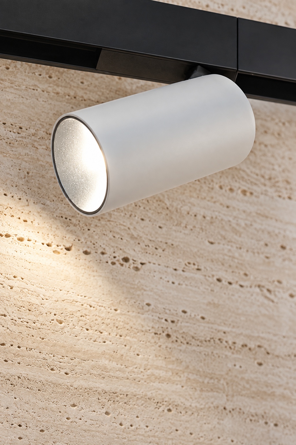 Spot cylindrique blanc sur rail - vue 5