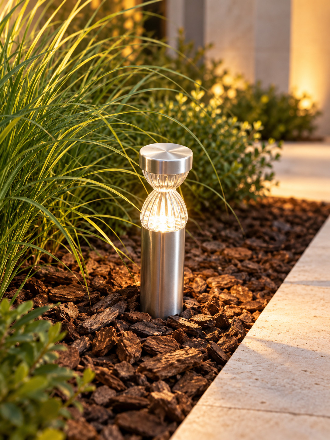 Borne lumineuse cylindrique à diffuseur nervuré - vue 4
