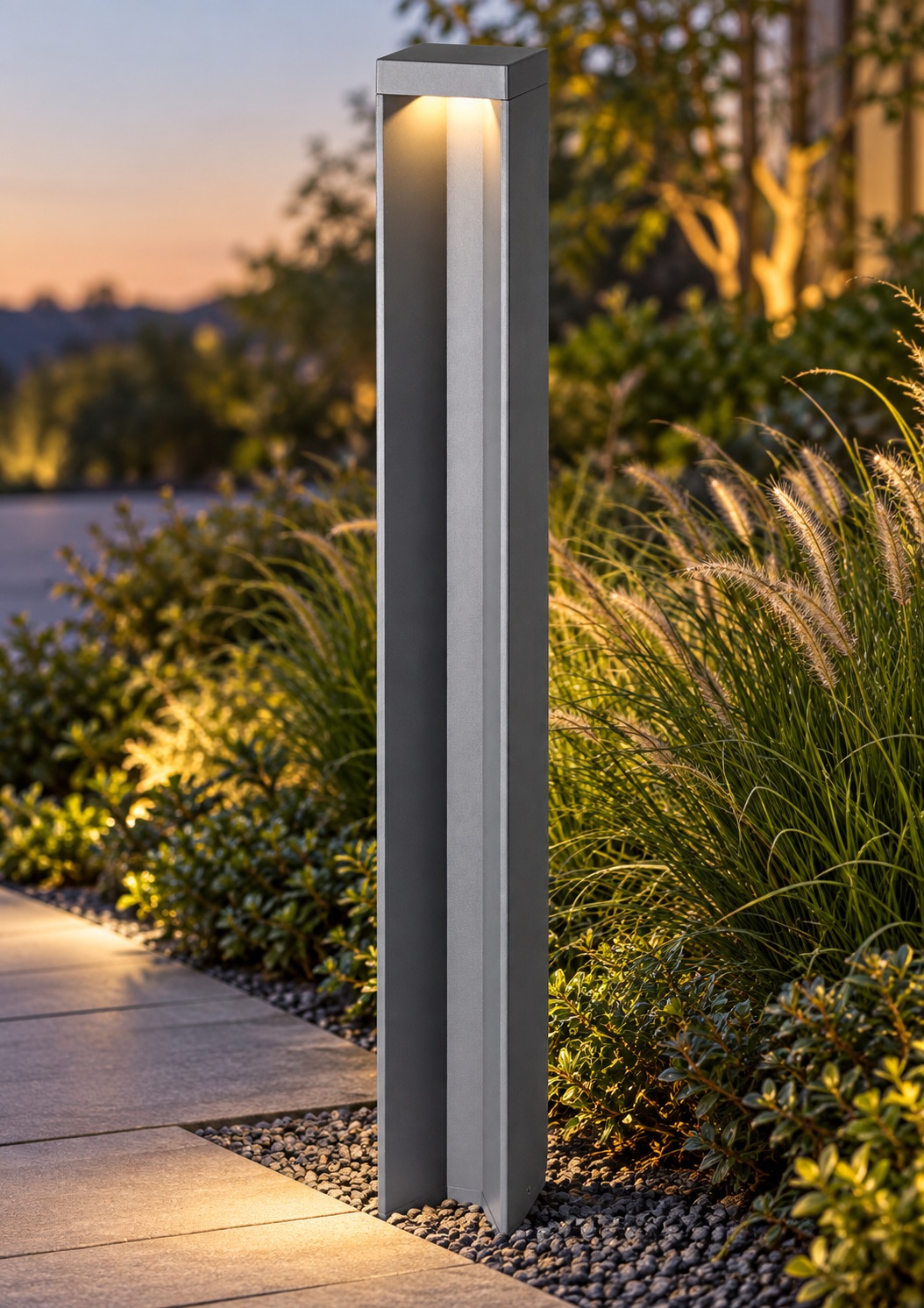 Borne lumineuse élancée gris anthracite - vue 2