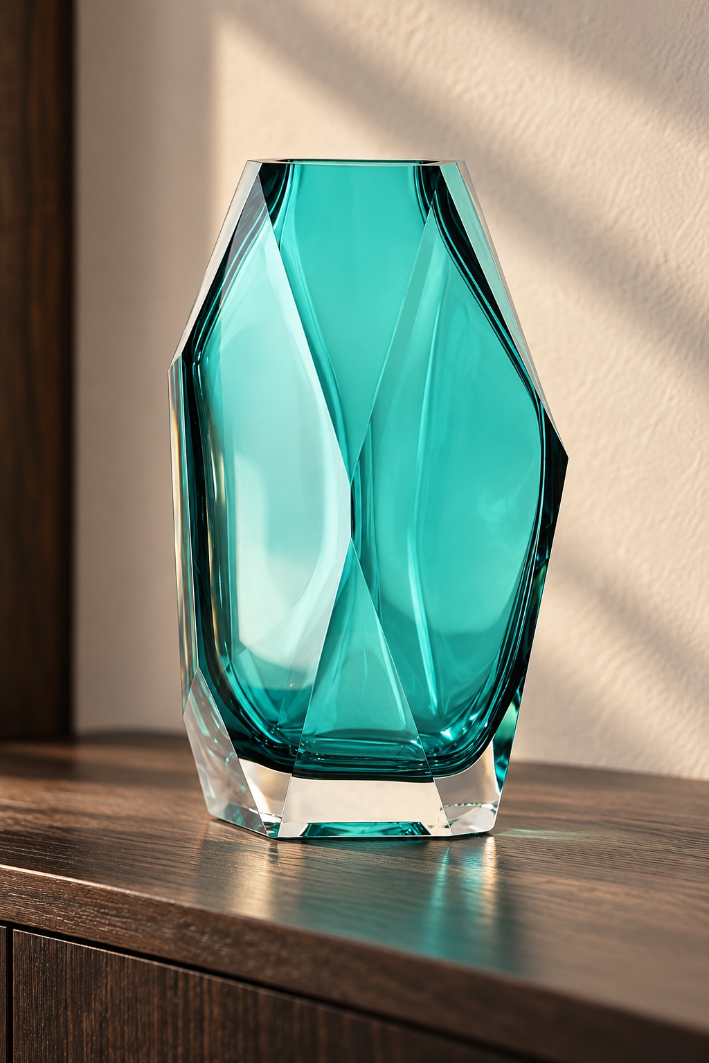 Vase haut facetté turquoise - vue 4