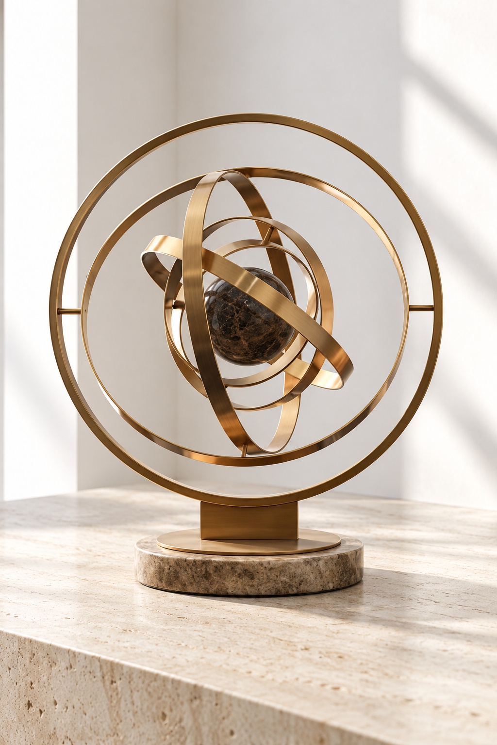 Sculpture décorative armillaire dorée - vue 5