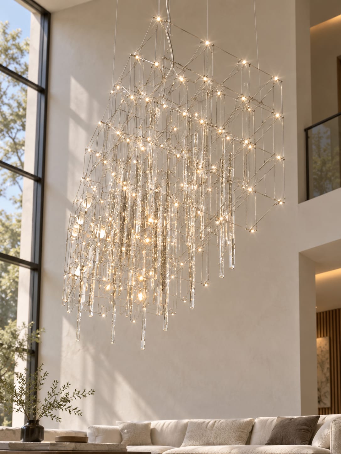 Lustre cascade à pendeloques transparentes - vue 5