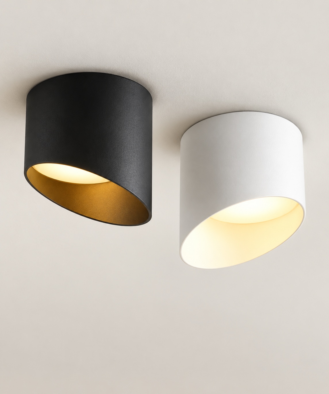 Plafonnier cylindrique biseauté — finitions noire et blanche - vue 5