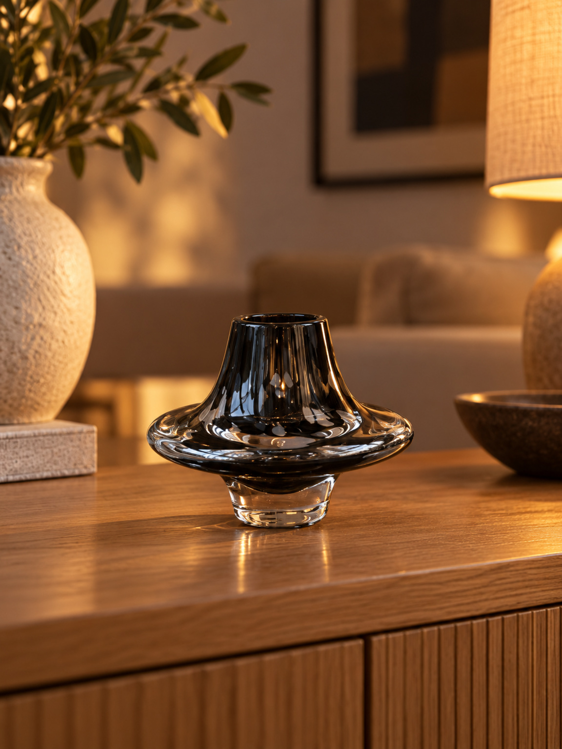 Petit vase noir sculptural - vue 2