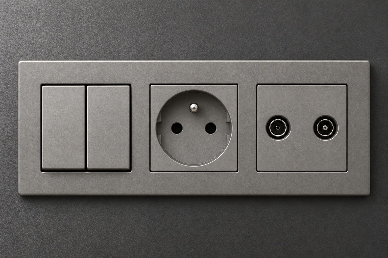 Ensemble gris double interrupteur et prises - vue 3