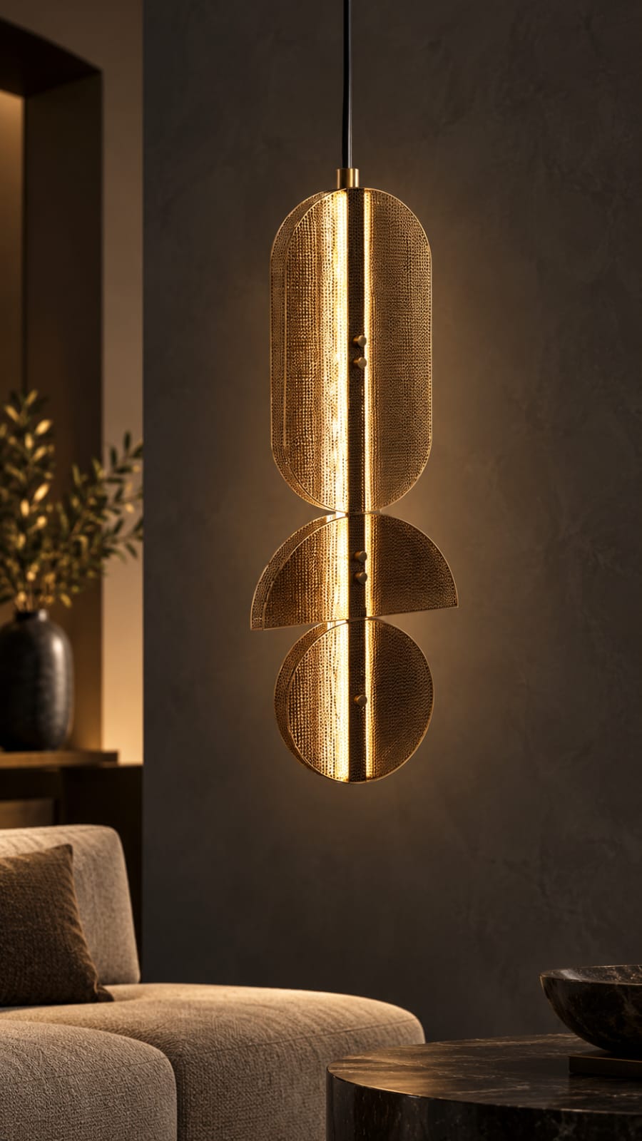 Suspension géométrique bronze à quatre formes - vue 7