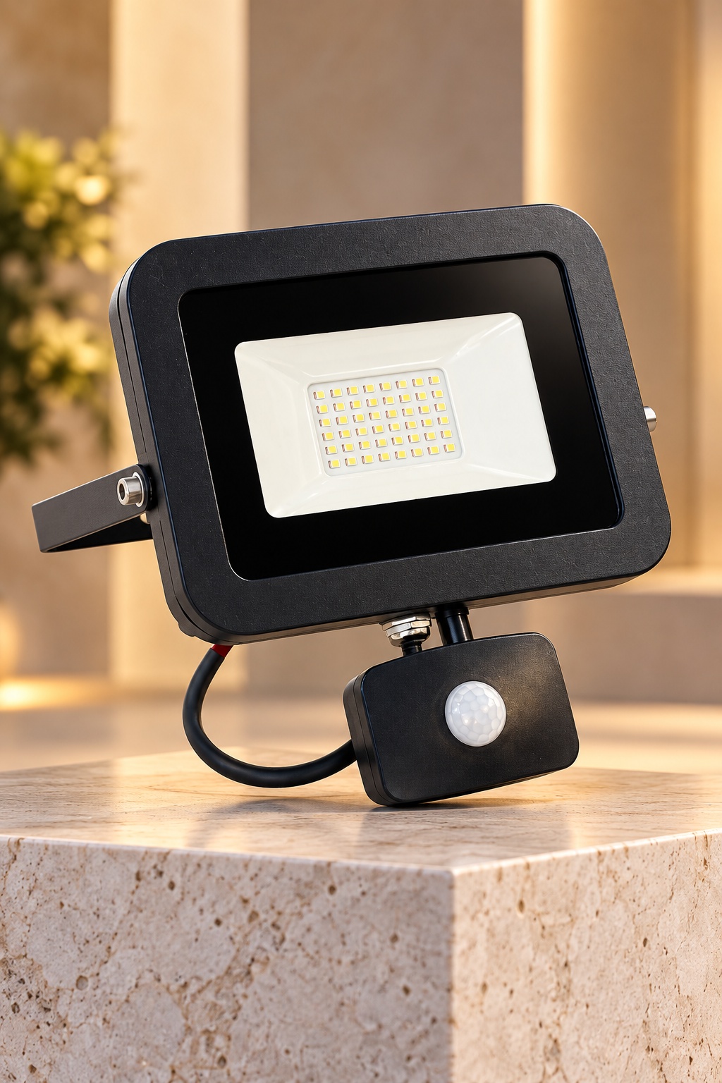 Projecteur LED noir avec détecteur de mouvement - vue 3