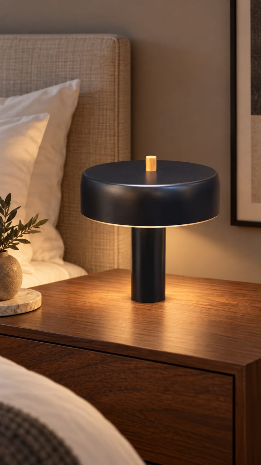 Lampe à poser noire avec détail doré - vue 2