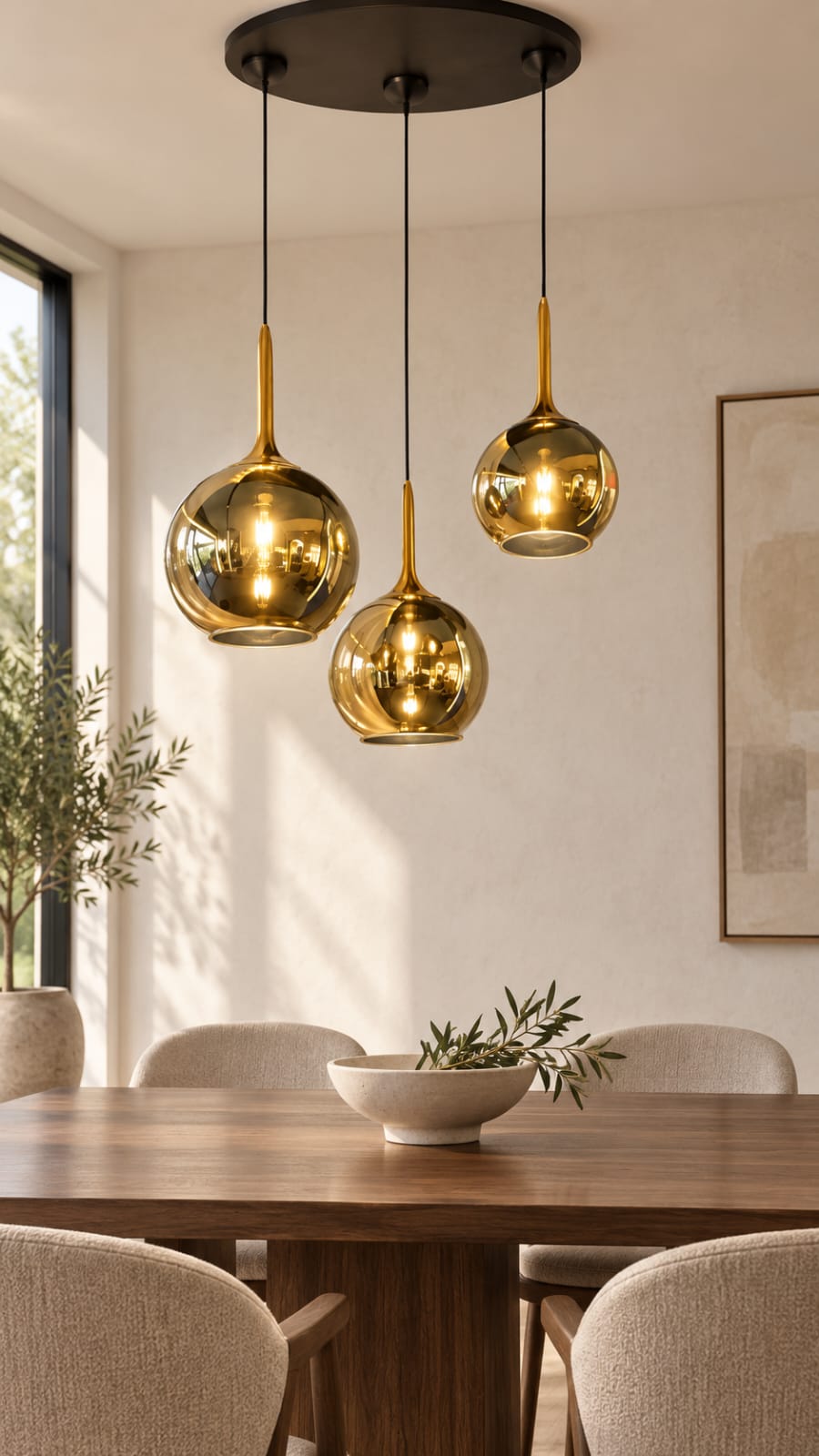 Suspensions à globes miroir dorés - vue 4