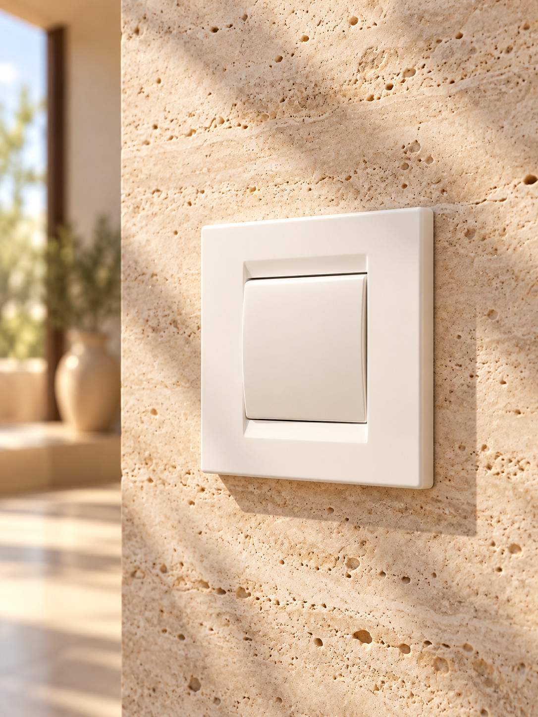 Interrupteur simple blanc - vue 3