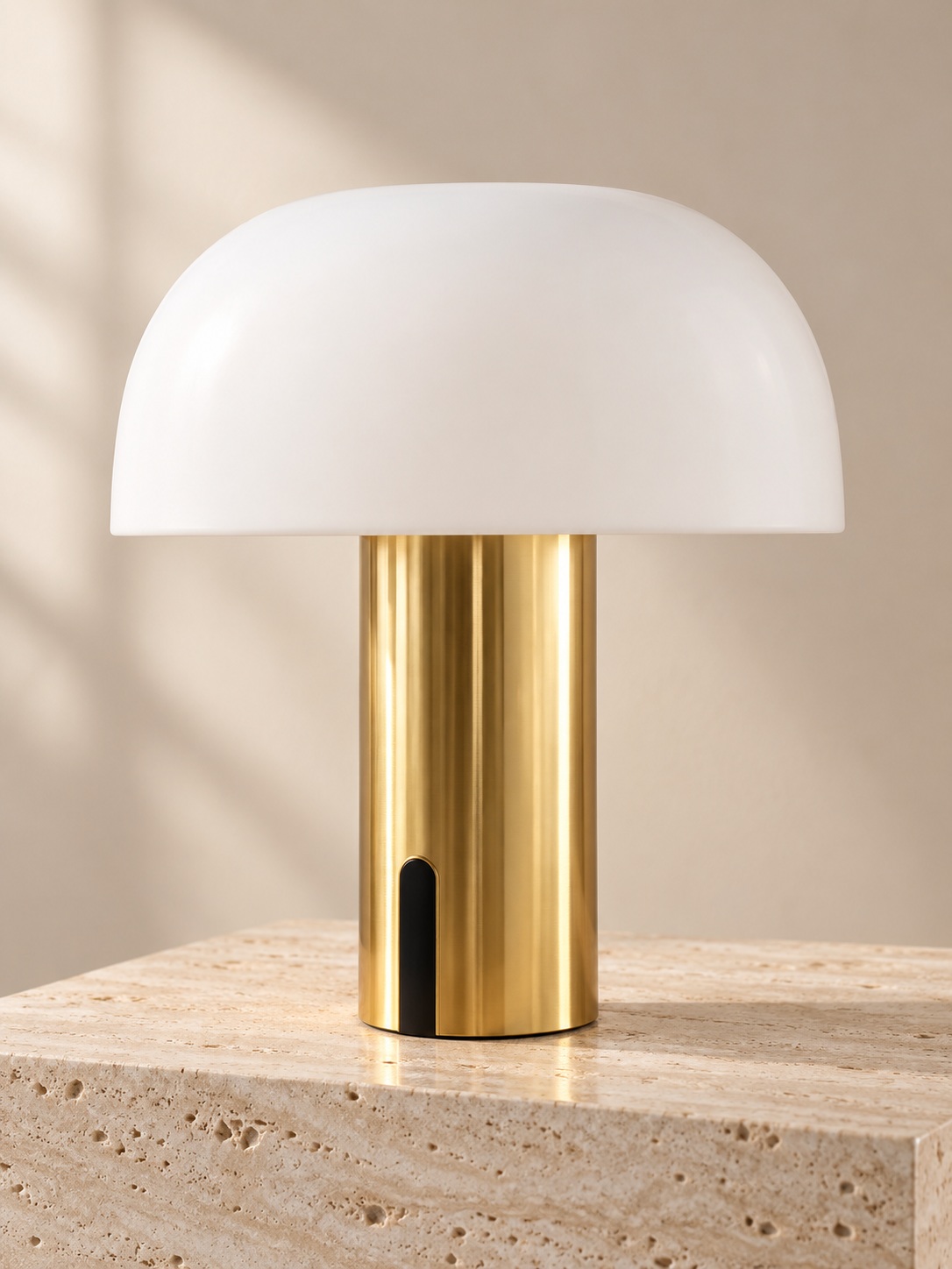 Lampe à poser champignon blanche et dorée - vue 3