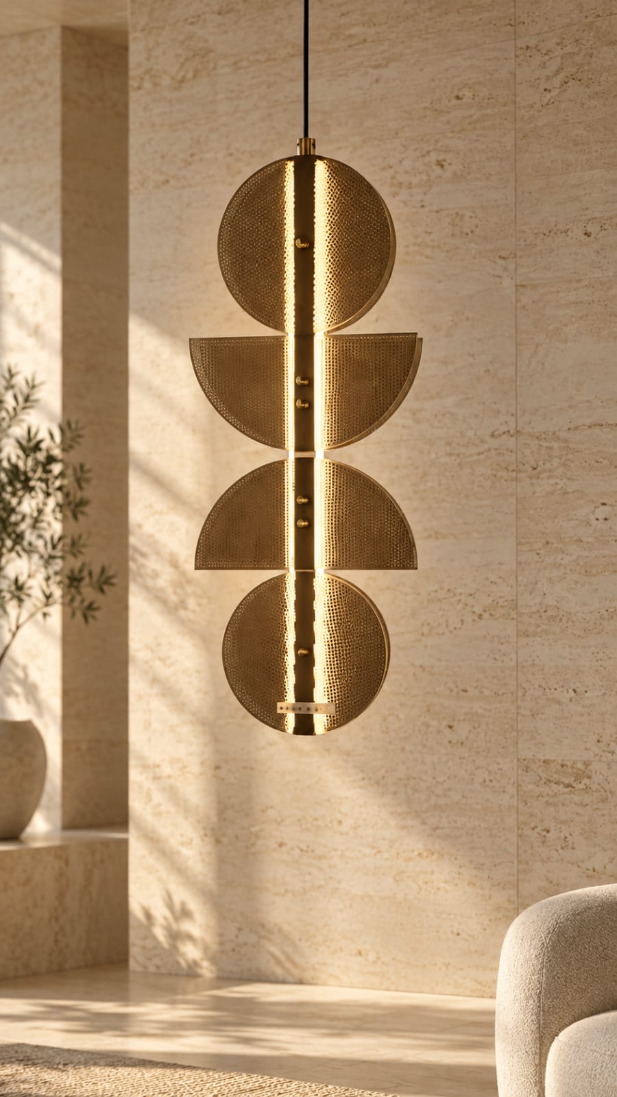 Suspension géométrique bronze à quatre formes - vue 4