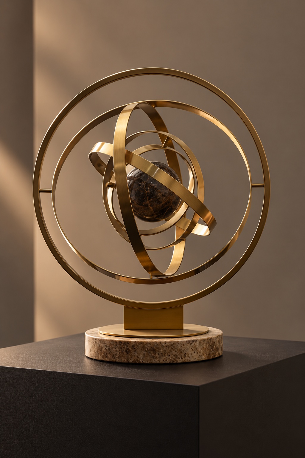 Sculpture décorative armillaire dorée - vue 3