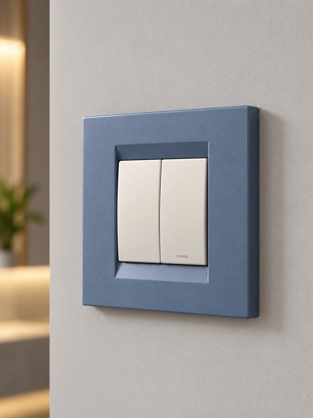 Interrupteur double bleu ardoise - vue 3
