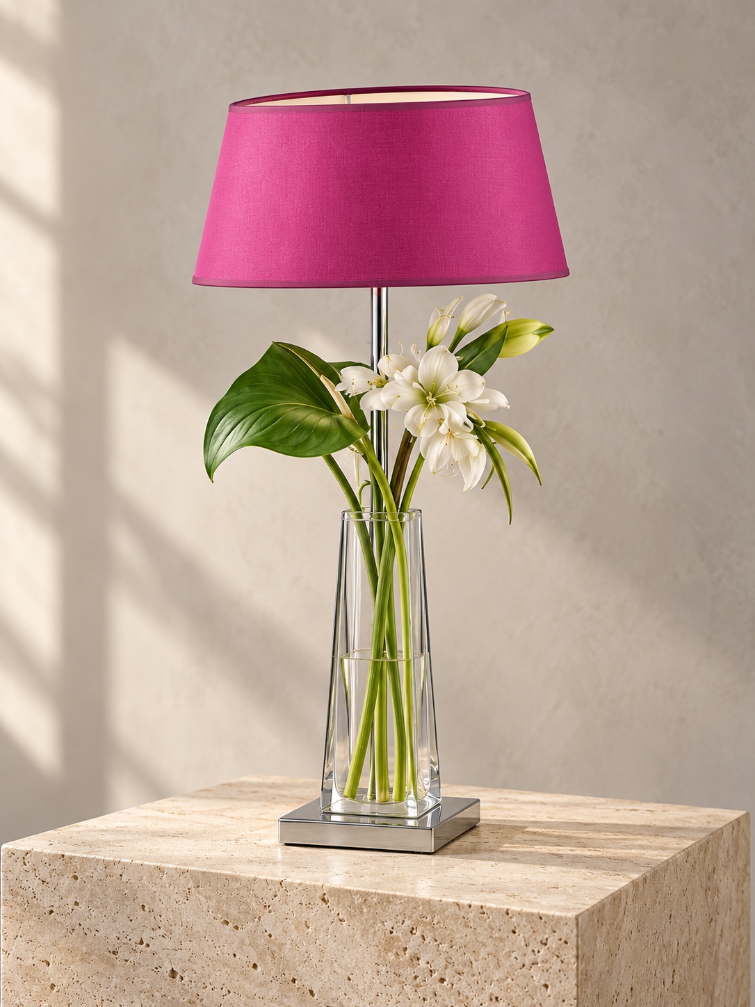 Lampe à poser florale fuchsia - vue 3