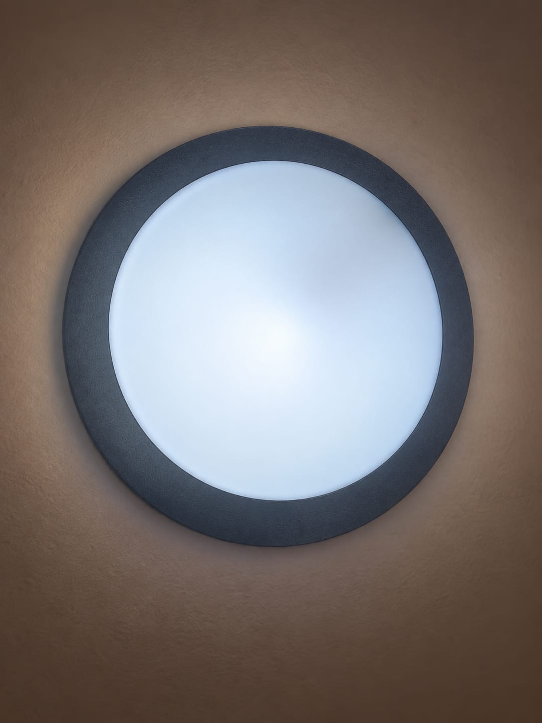 Applique ronde anthracite à diffuseur opalin - vue 2