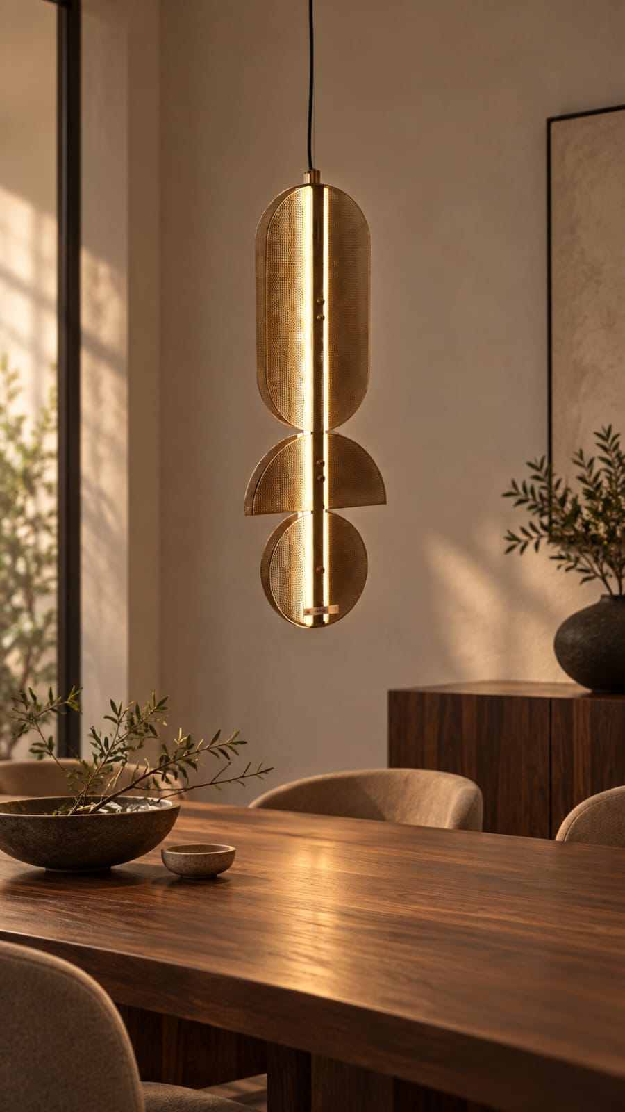 Suspension géométrique bronze à quatre formes - vue 3