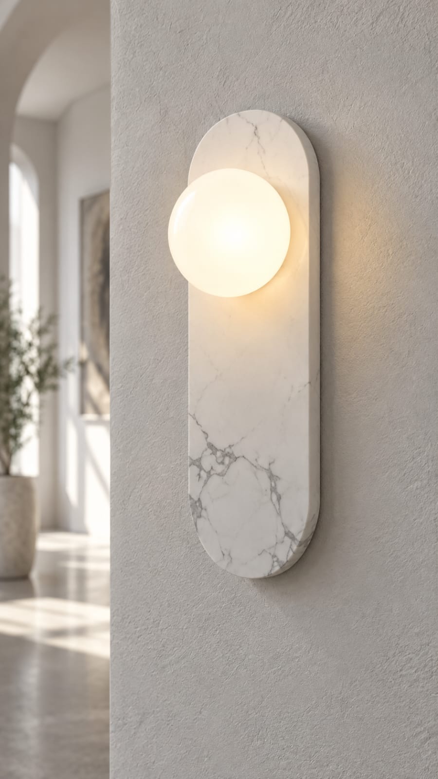 Applique Capsule blanc veiné – 1 globe - vue 3