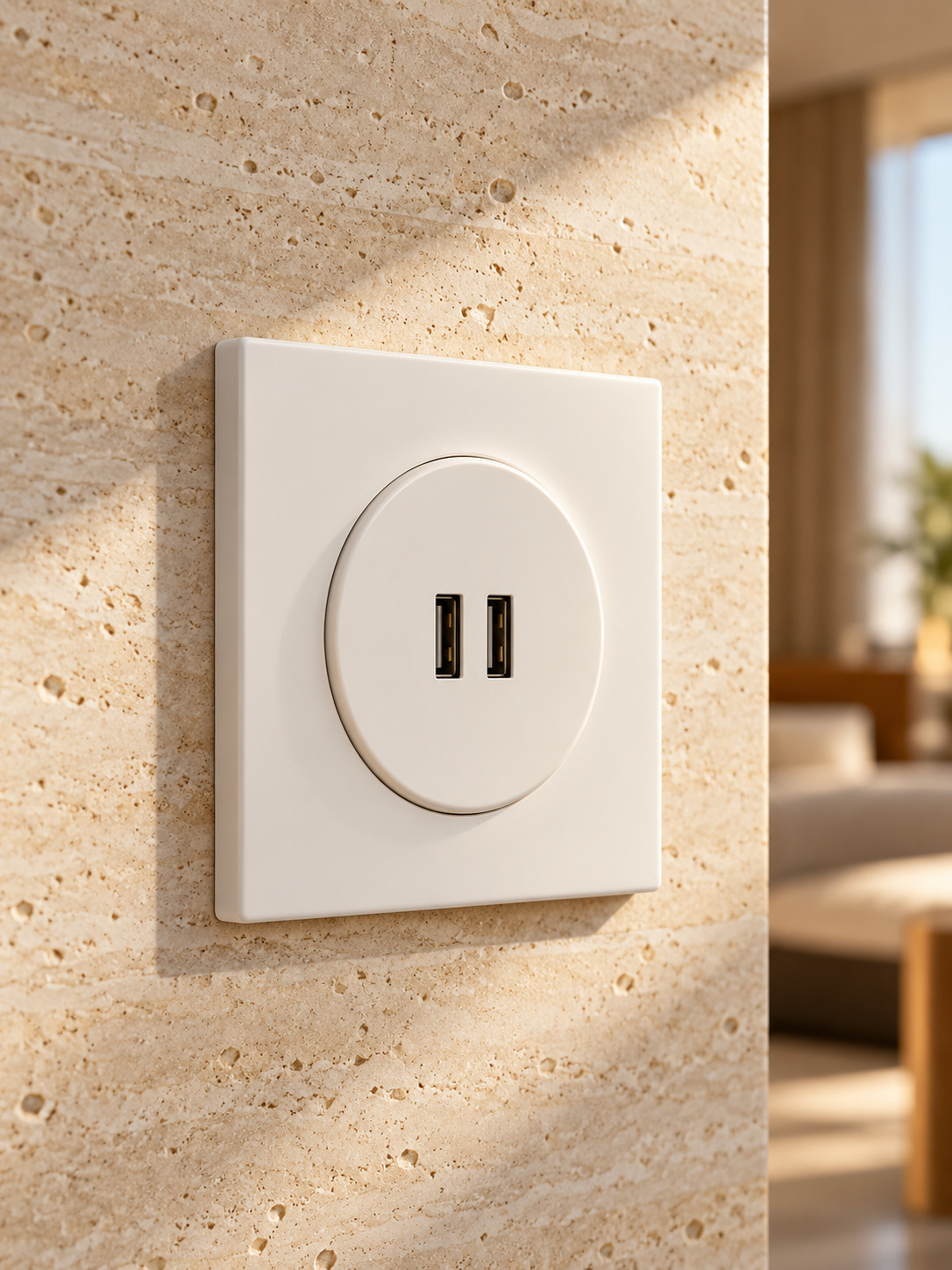 Prise double USB blanche - vue 3