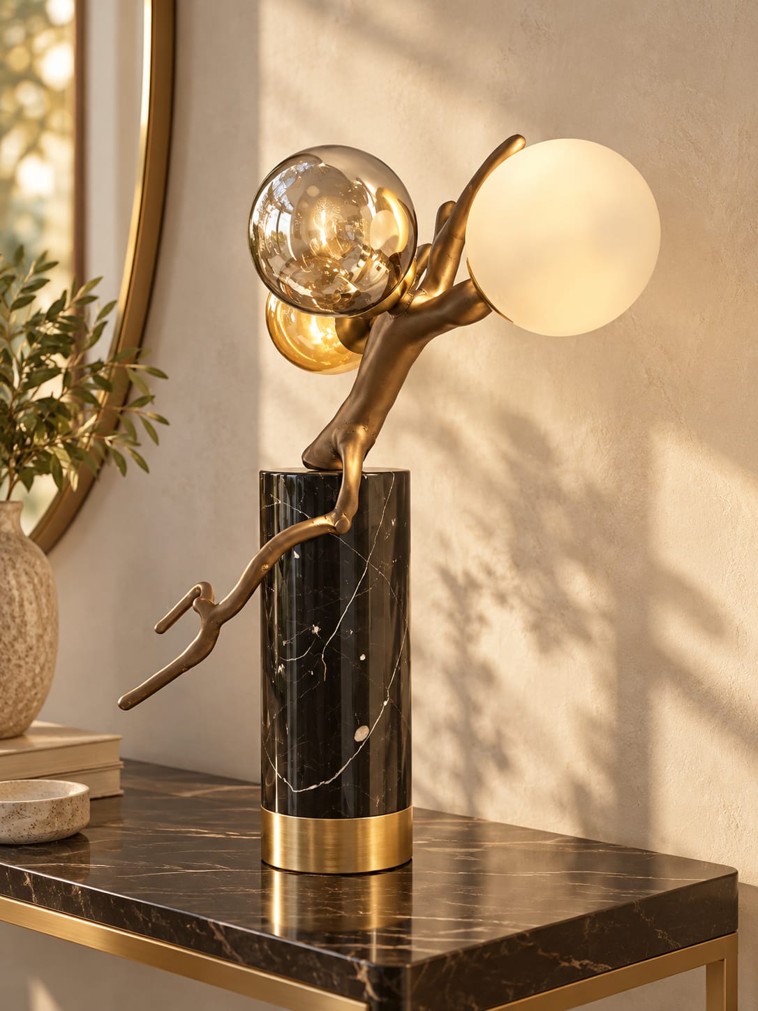 Lampe à poser sculpturale à trois globes - vue 3