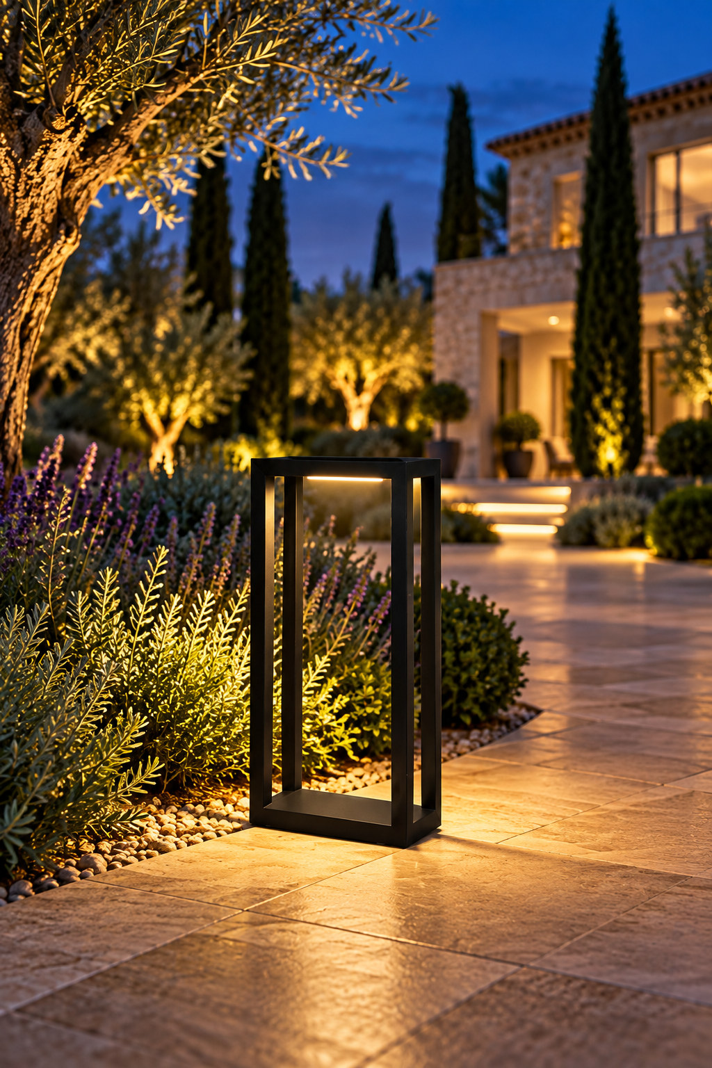 Borne lumineuse rectangulaire noire - vue 3