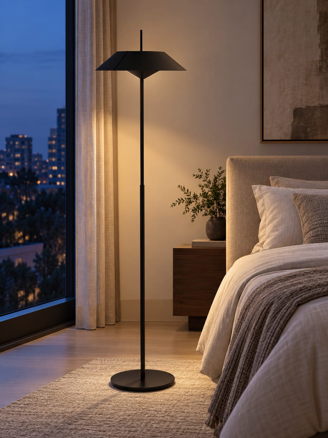 Lampadaire noir à abat-jour géométrique - vue 4